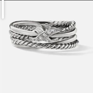 David yurman crossover X band ring with pave diamonds 6.5
